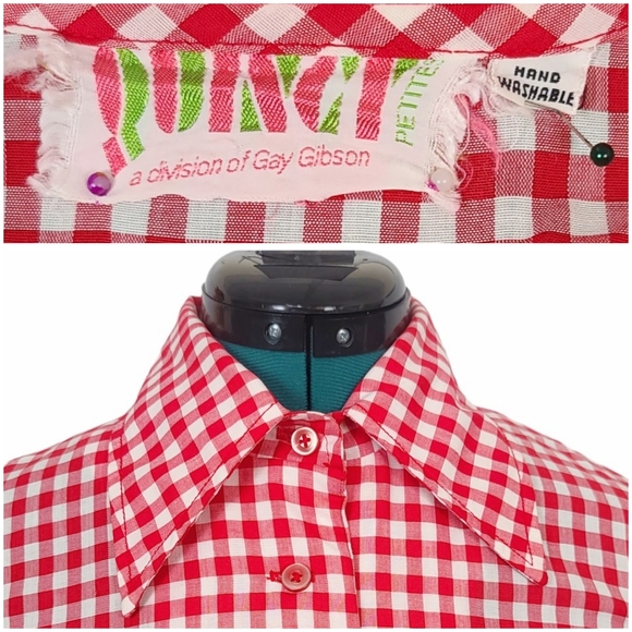 1960s Romper 1970s Jumpsuit Vintage Mini Dress Shorts Red White Blue Gingham - Picture 6 of 7